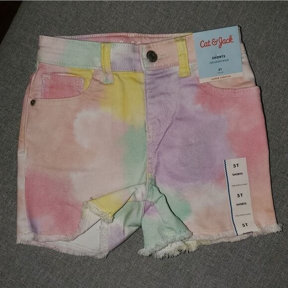 💥Buy one, get one free💥.Toddler Girls' TieDye Cutoff Jean Shorts cat & Jack - Picture 4 of 6
